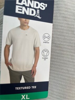 Lands' End Men's Textured Tee - Light Beige